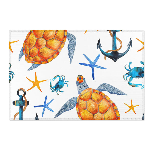 Sea Turtles Ocean Beach House Area Rugs 3-sizes Durable Home Décor