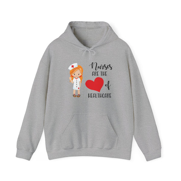 Redhead Nurse Hoodie Sweatshirt Heart of Healthcare, Nurse Hooded Sweatshirt