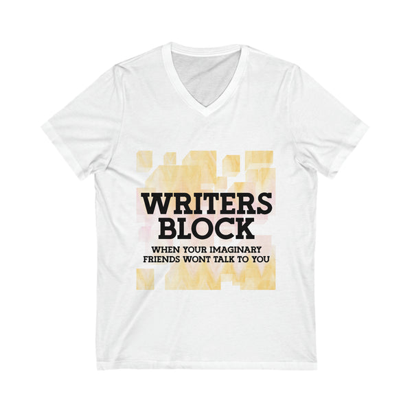 Writer's Block Unisex Jersey Short Sleeve V-Neck Tee for Authors