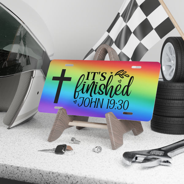 Colorful Inspirational Vanity Front License Plate Car John 19:30 Bible Verse