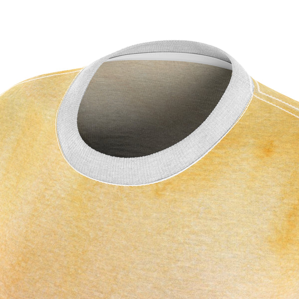 Watercolor Pink Yellow Potted Plants Women's Cut & Sew Tee (AOP)