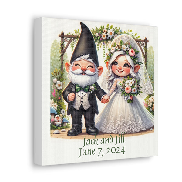 Gifts for Gardeners Personalized Gnome Wedding Canvas Art Housewarming Gift