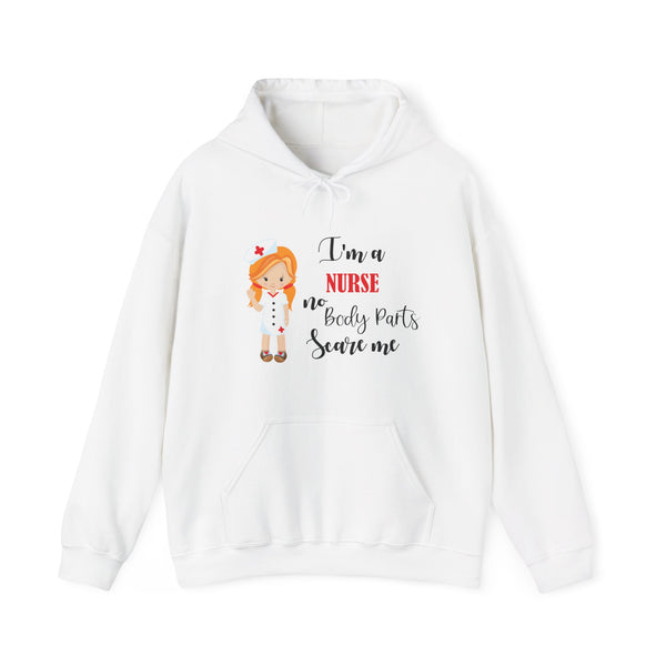 Redhead Nurse Hoodie Sweatshirt No Body Parts Scare Me, Hooded Nurse Sweatshirt