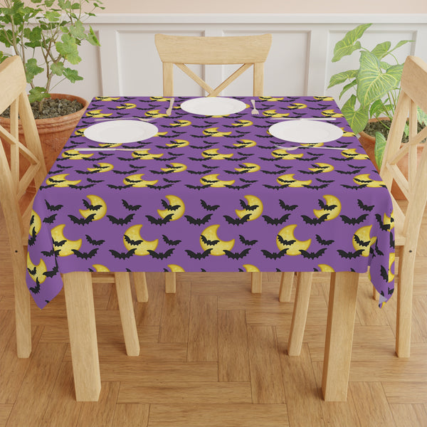 Halloween Bats Moon Tablecloth Holiday Decor Purple