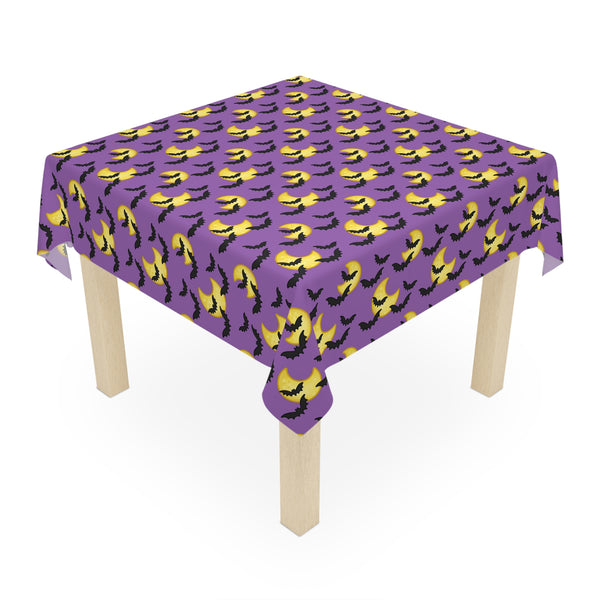 Halloween Bats Moon Tablecloth Holiday Decor Purple