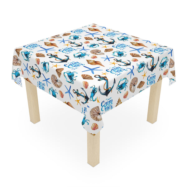 Summer Beach Seashells Anchor Pattern Tablecloth Décor