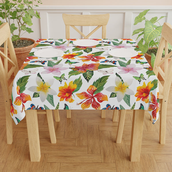 Tropical Hibiscus Flower Pattern Tablecloth Beach House Décor
