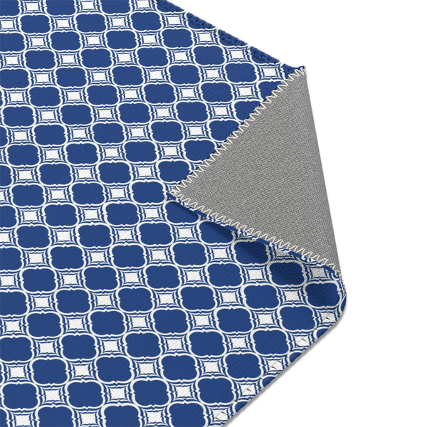 Blue White Geometric Pattern Area Rugs 3 Sizes Versatile Durable