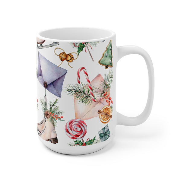 Savor Christmas with Watercolor Skates & Cookies Mug 2 Sizes Durable