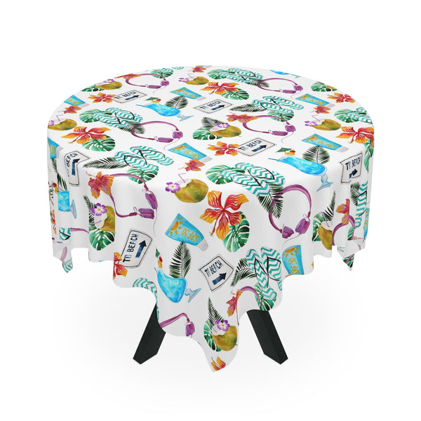 Flip Flop Beach Cocktails Tropical Pattern Tablecloth Décor