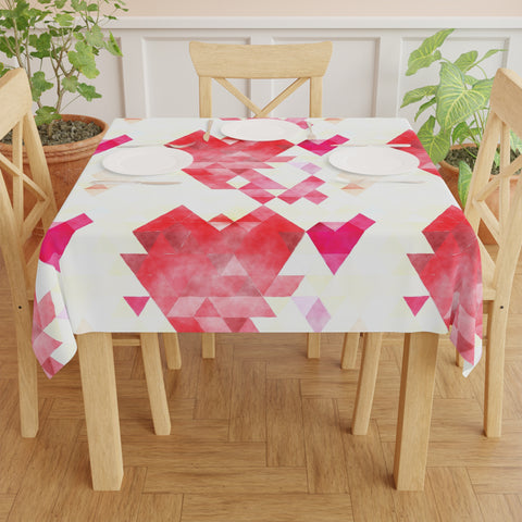 Bright Colorful Geometric Pattern Red White Tablecloth Décor