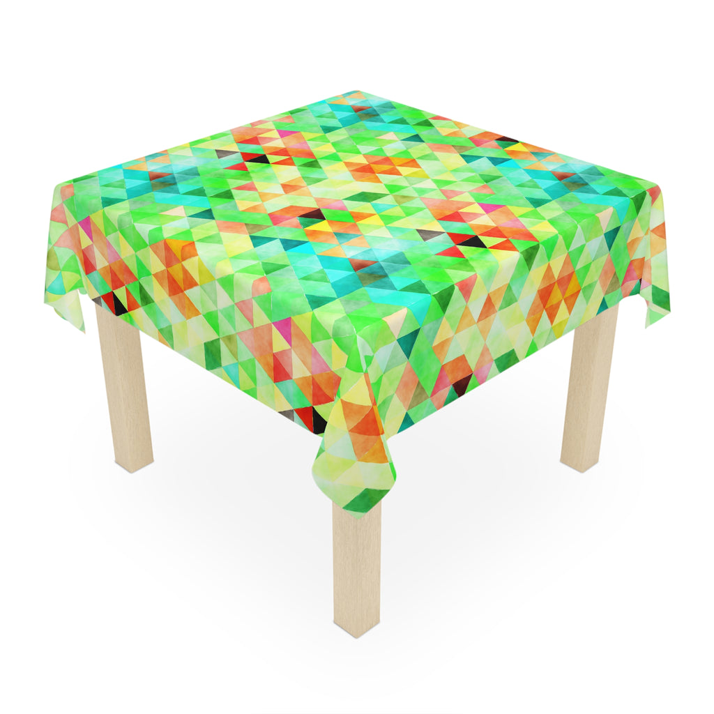 Bright Colorful Geometric Pattern Yellow Green Tablecloth Décor