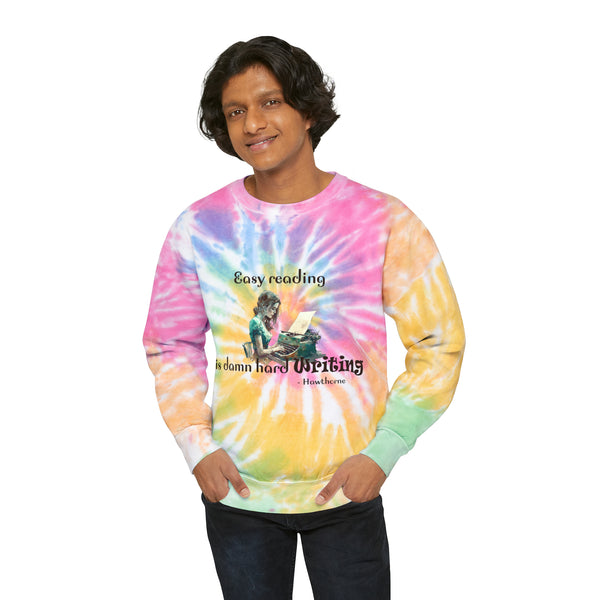 Gifts for Writers Easy Reading Damn Hard Unisex Tie-Dye Writer's Sweatshirt Multicolored