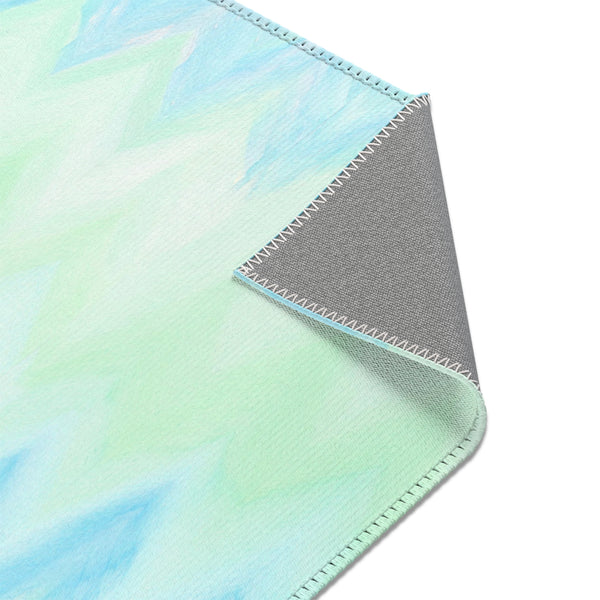 Blue Green Zigzag Geometric Area Rugs Durable 3 Sizes Home Decor Artsy