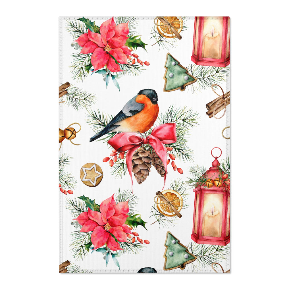 Christmas Home Decor Poinsettia Cookie Area Rugs 3 Sizes Durable