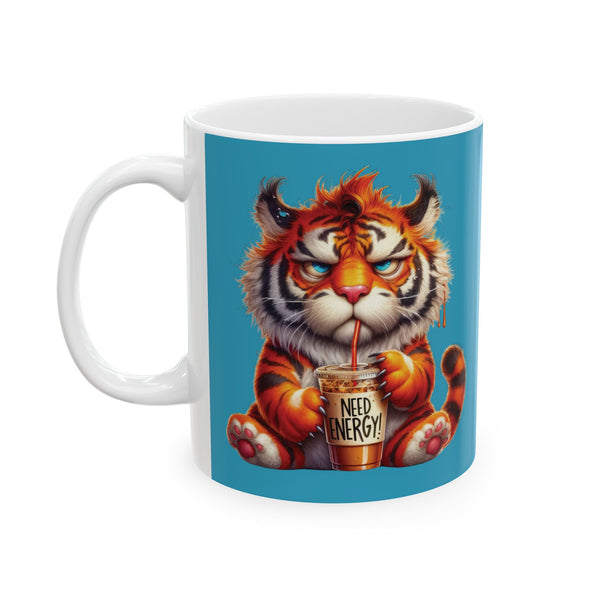 Grumpy Tiger Coffee Mug – Funny Wild Animal Cup | Need Energy Morning Gift