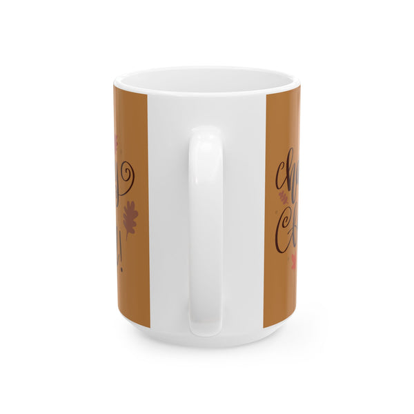 Happy Fall Autumn Harvest White Ceramic Coffee Mug