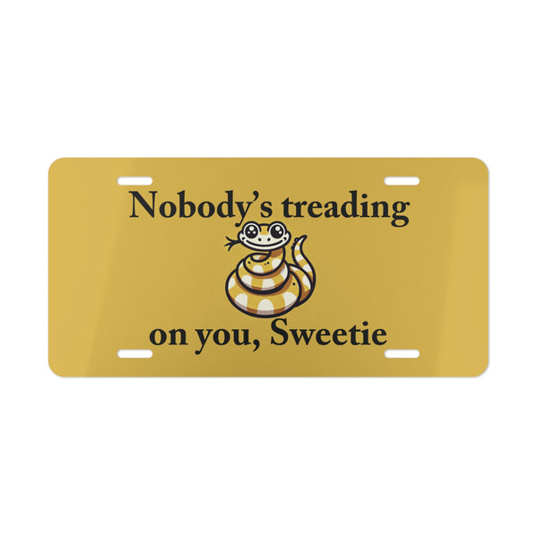 Nobody's Treading on You, Sweetie Front License Plate Gadsden Flag Snake