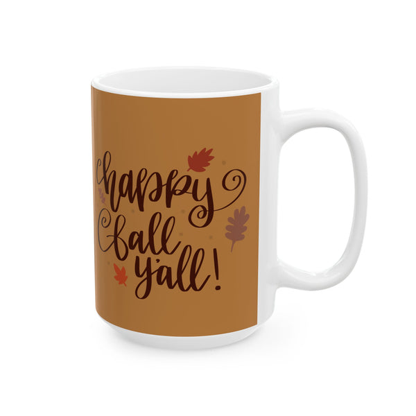 Happy Fall Autumn Harvest White Ceramic Coffee Mug