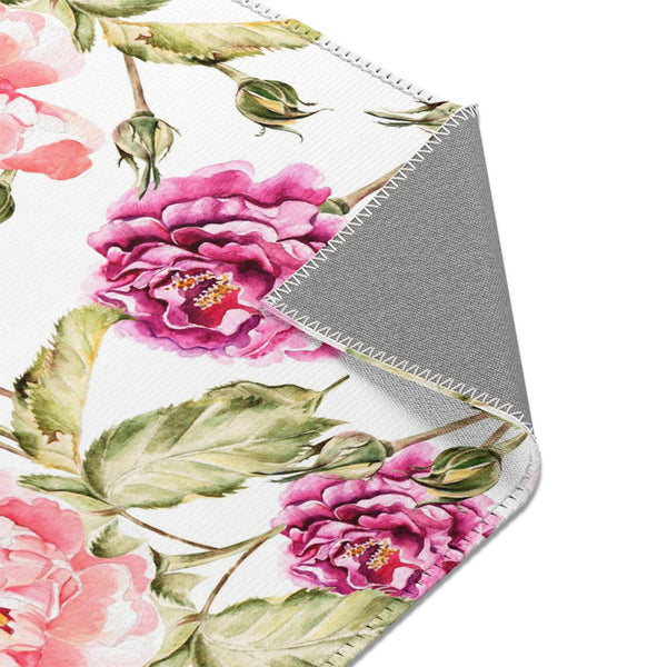 Pink Roses Area Rugs Home Decor Flower Feminine 3 Sizes Durable