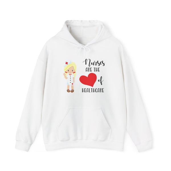 Blonde Nurse Hoodie Sweatshirt Heart of Healthcare, Nurse Hooded Sweatshirt