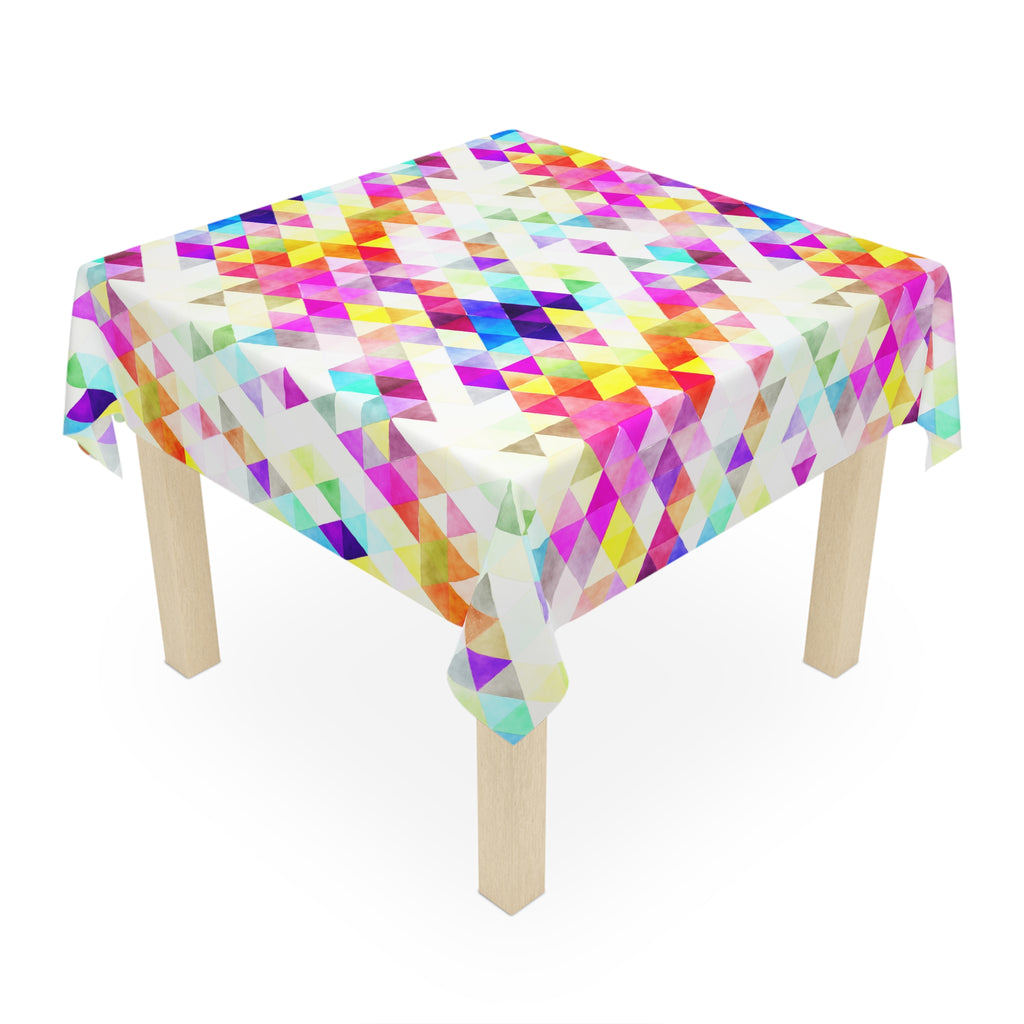 Bright Colorful Geometric Pattern Pink Yellow White Tablecloth Décor