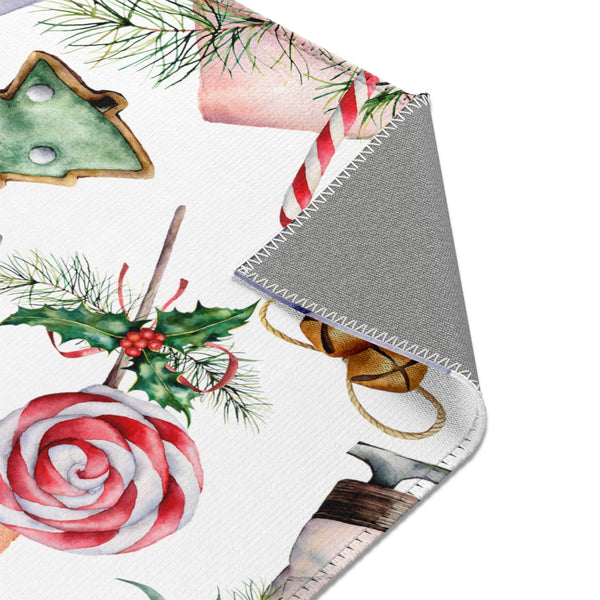 Christmas Décor Skates Candy Cane Area Rugs 3 Sizes Durable