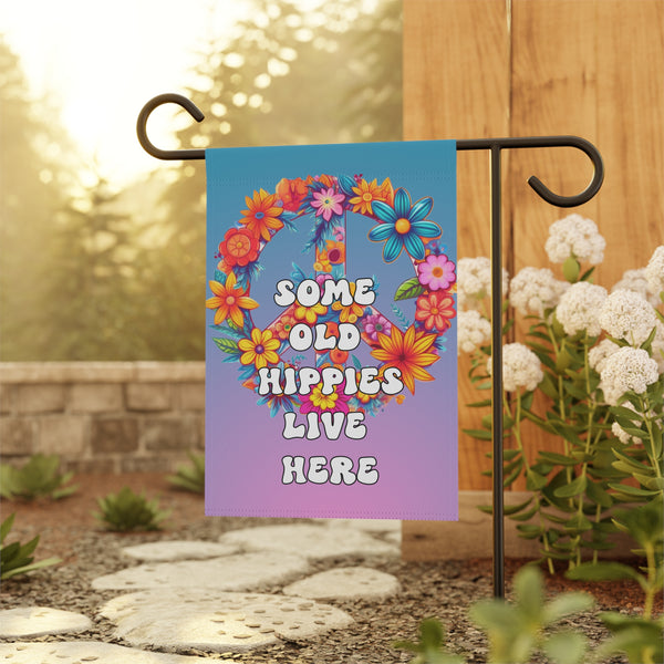 Bohemian Garden Flag Banner Peace Sign Hippie Yard Decor Boho Outdoor Flowers