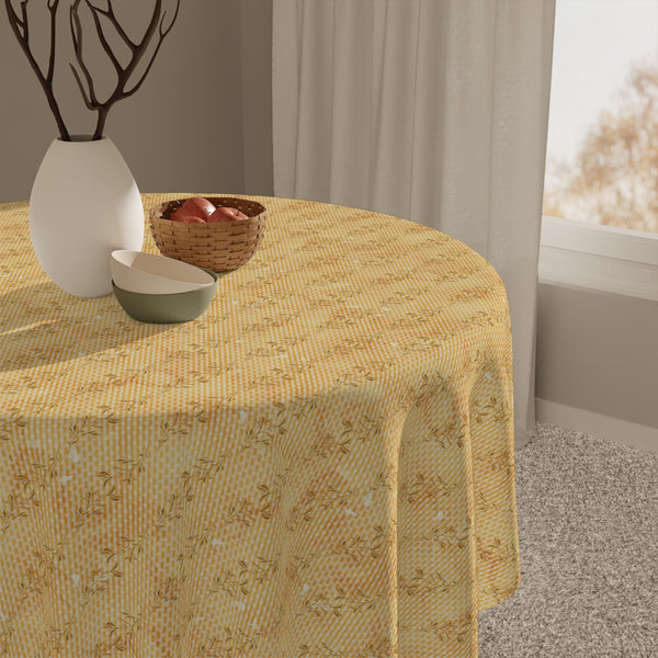 Fall Pattern Tablecloth Décor Autumn Leaves Gold Brown