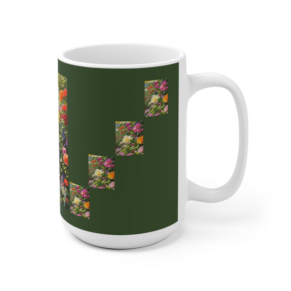 Crazy Lady Plant White Ceramic Mug with Colorful Flowers