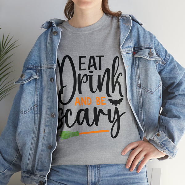 Eat Drink and Be Scary Halloween Unisex Heavy Cotton Tee 3 colors
