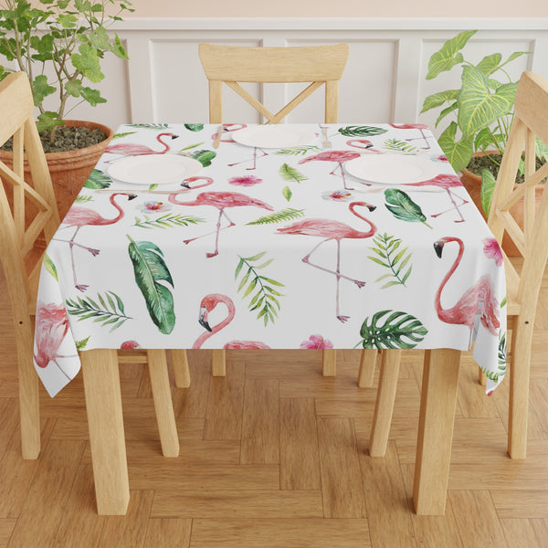 Flamingo Tropical Leaves Beach House Tablecloth Home Décor