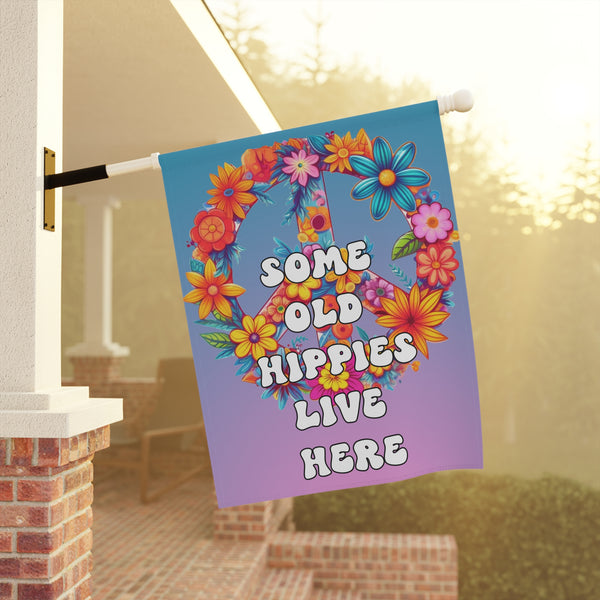 Bohemian Garden Flag Banner Peace Sign Hippie Yard Decor Boho Outdoor Flowers