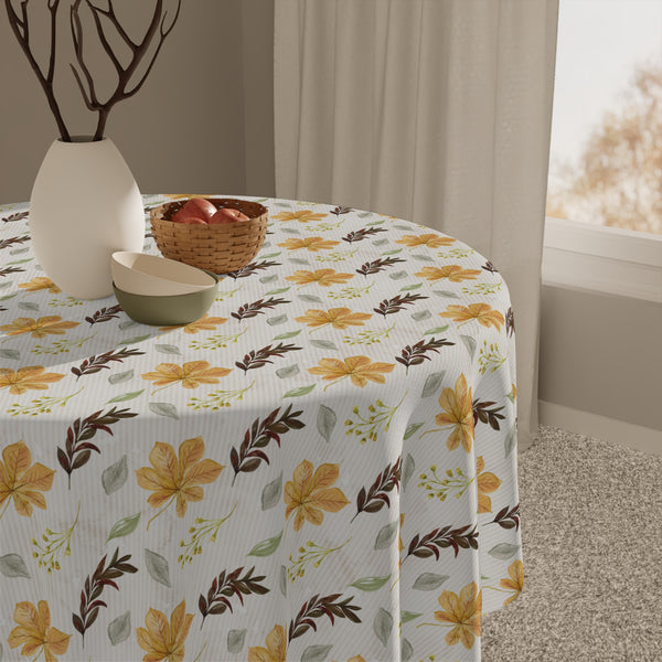Gold Fall Leaves Tablecloth Décor Autumn Thanksgiving