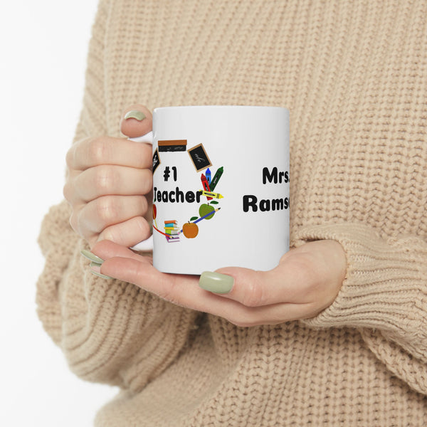 Personalized Number 1 Teacher Coffee Mug – Custom Ceramic Gift for Educators
