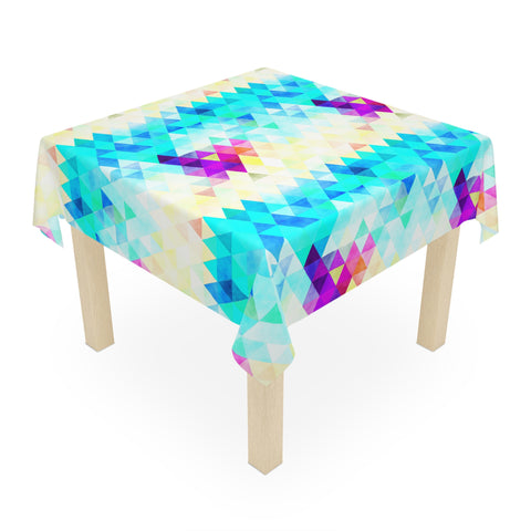 Bright Colorful Geometric Pattern Blue Yellow Purple Tablecloth Décor