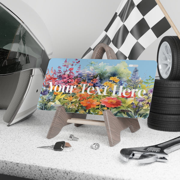 Custom Floral Vanity Plate for Car, Personalized Front License Plate Wildflowers