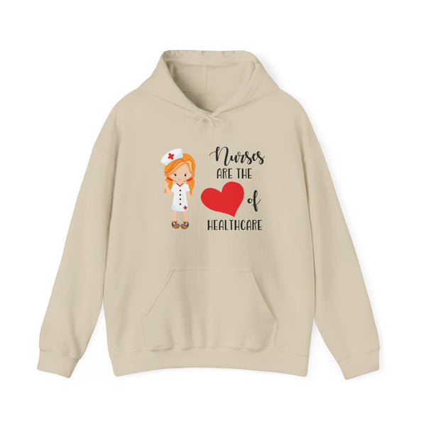 Redhead Nurse Hoodie Sweatshirt Heart of Healthcare, Nurse Hooded Sweatshirt