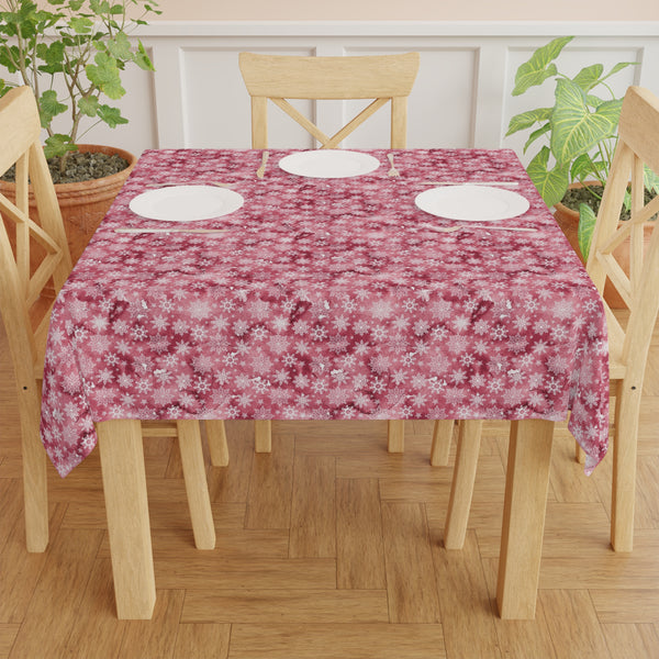 Pink White Snowflake Pattern Tablecloth Décor Holiday