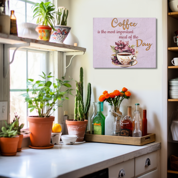 Gifts for Grandma Coffee is the Most Important Meal Kitchen Art Wall Hanging Canvas Gallery Wraps