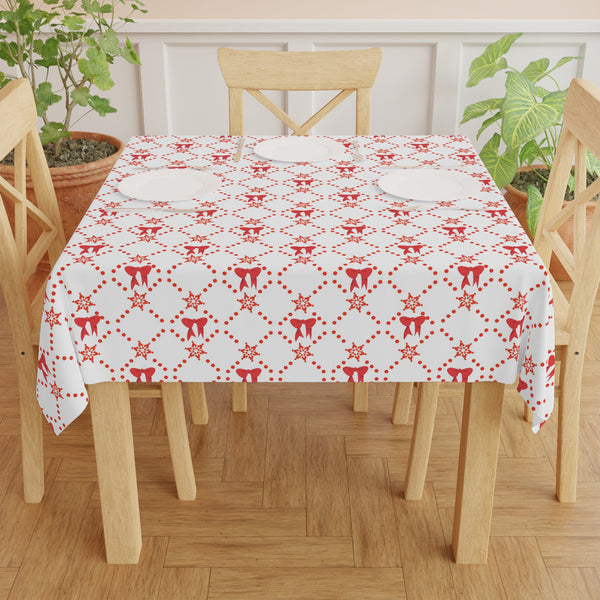 Christmas Red Bow Tablecloth Holiday Home Décor