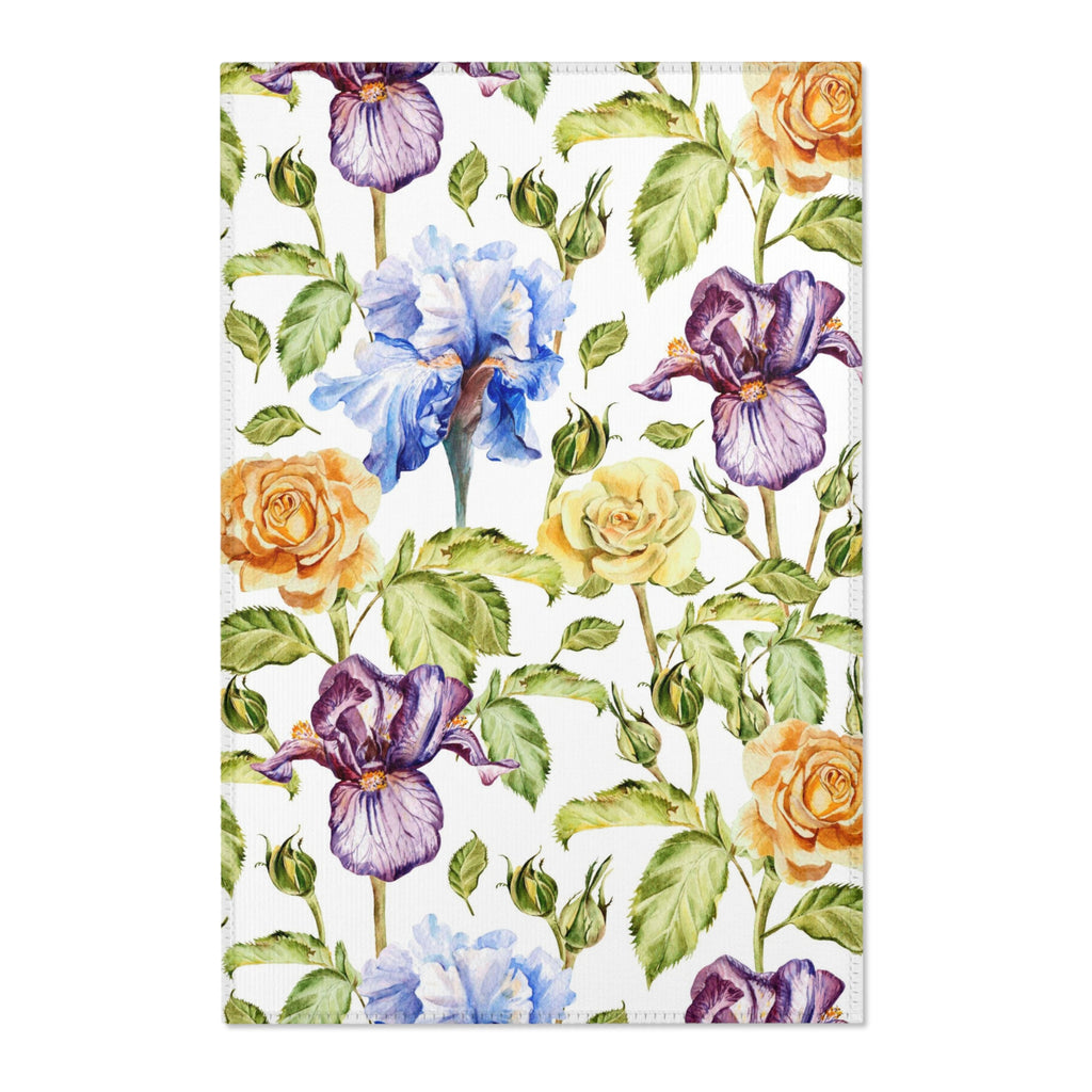 Purple Blue Iris Flower Area Rugs Home Décor Floral 3 Sizes