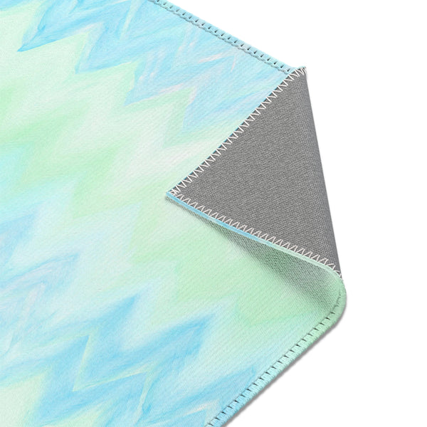 Blue Green Zigzag Geometric Area Rugs Durable 3 Sizes Home Decor Artsy