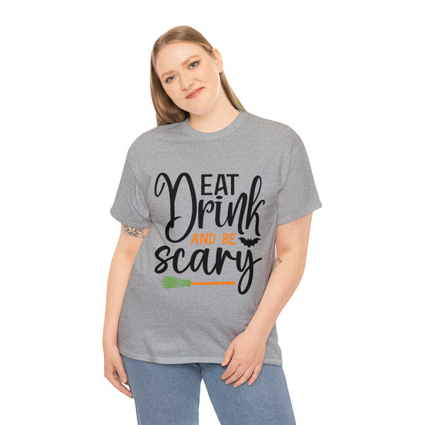 Eat Drink and Be Scary Halloween Unisex Heavy Cotton Tee 3 colors
