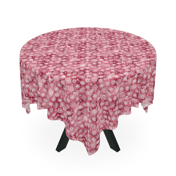 Pink White Snowflake Pattern Tablecloth Décor Holiday