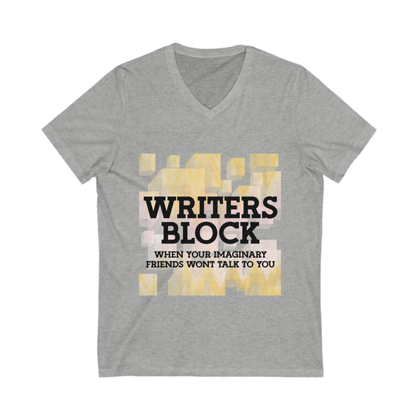 Writer's Block Unisex Jersey Short Sleeve V-Neck Tee for Authors