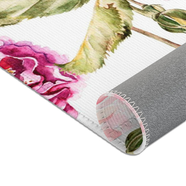 Pink Roses Area Rugs Home Decor Flower Feminine 3 Sizes Durable