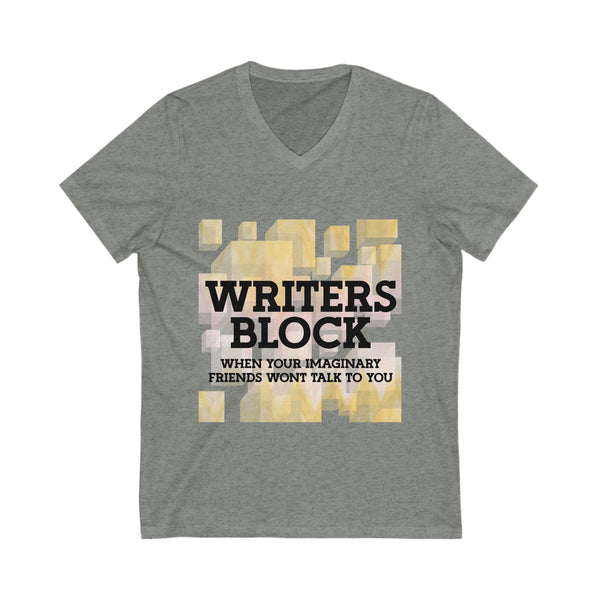 Writer's Block Unisex Jersey Short Sleeve V-Neck Tee for Authors