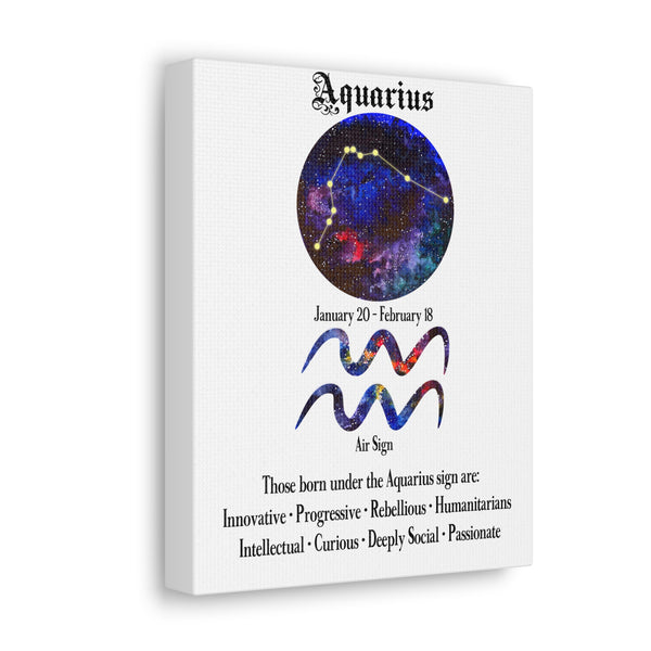 Zodiac Wall Art Aquarius Sign Print 8x10 Canvas Gallery Wraps