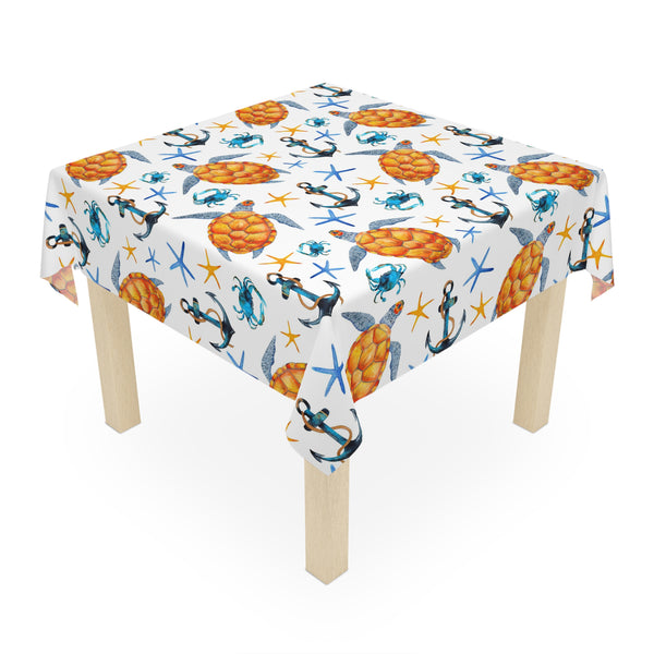 Sea Turtles Anchor Crabs Beach House Tablecloth Home Décor